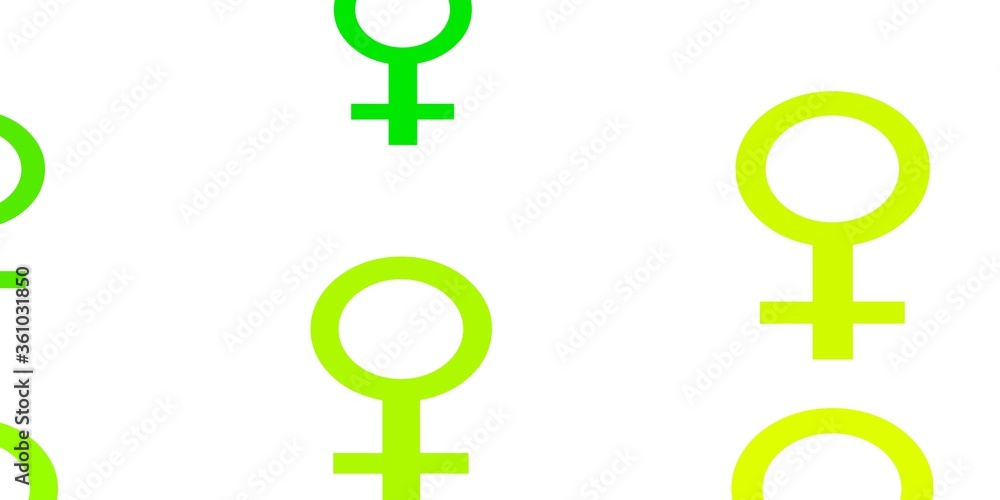 Light Green, Yellow vector pattern with feminism elements. Light Green, Yellow vector pattern with feminism elements.