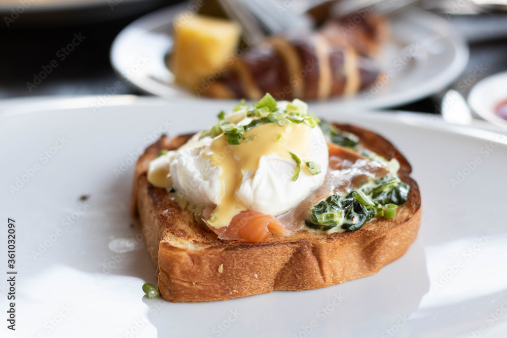 Smoked salmon and eggs benedict. Smoked salmon and eggs benedict.