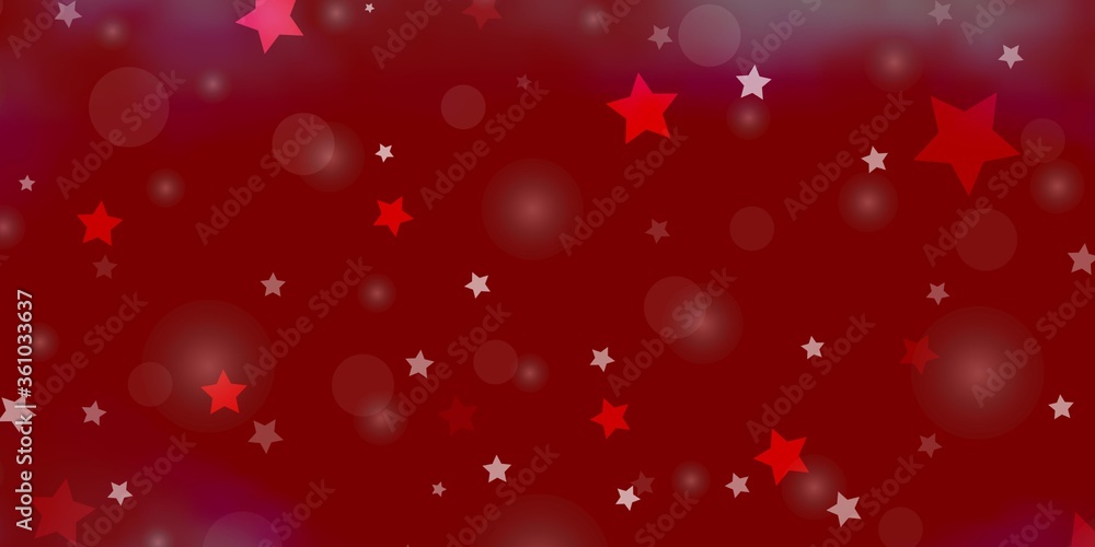 Light Red vector background with circles, stars. Abstract design in gradient style with bubbles, stars. Pattern for trendy fabric, wallpapers.