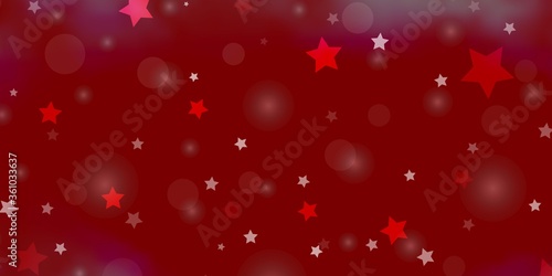 Light Red vector background with circles, stars. Abstract design in gradient style with bubbles, stars. Pattern for trendy fabric, wallpapers.