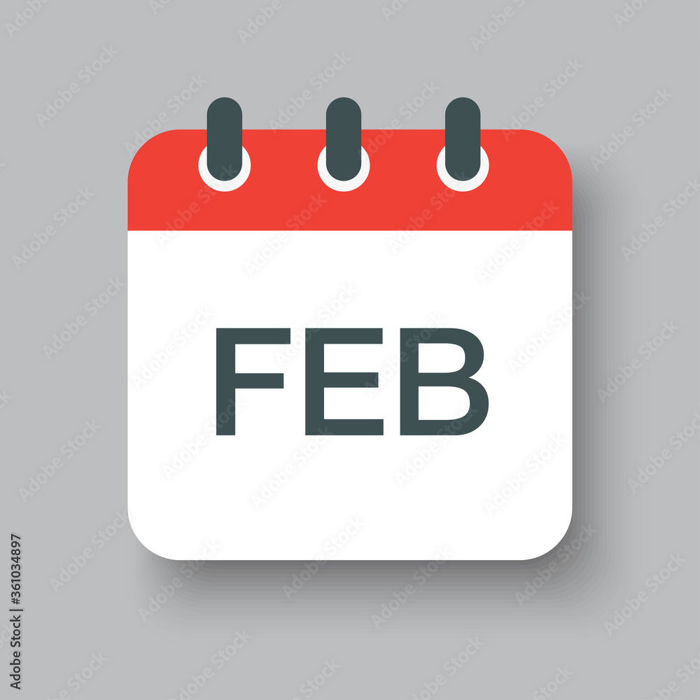Vector icon day calendar, winter month February Vector icon day calendar, winter month February