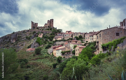 Mesmerizing shot of the ruins of the medieval castle in Pelegrina village in Spain photo