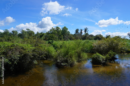 Rivers and forests, clear skies, outdoor tourism in thailand