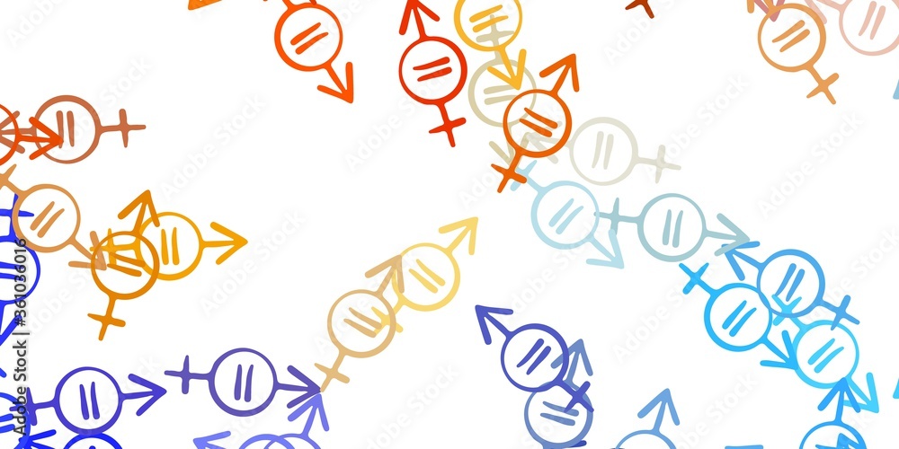 Obraz premium Light Blue, Yellow vector pattern with feminism elements.
