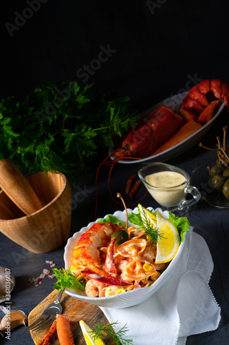 Lobster - crab salad with pasta