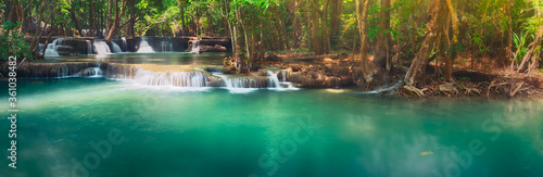 Beautiful waterfall Huai Mae Khamin  Thailand. Panorama