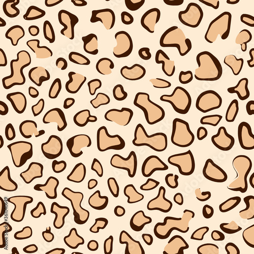 Seamless panter or leopard skin - brown and orange spots. Wild animal skin pattern