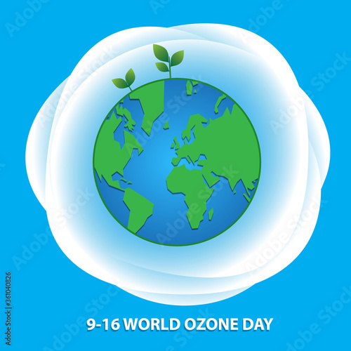 world ozone day with green earth and ozone layer concept