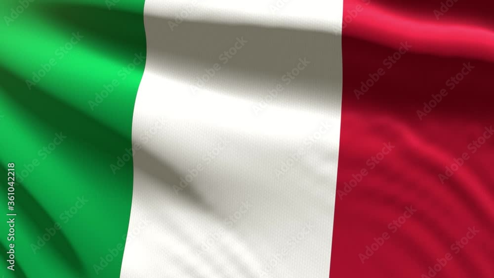Festive 60FPS Italy flag colored in green, red, white waving on the wind 4k UHD 3d seamless loop animation Festive 60FPS Italy flag colored in green, red, white waving on the wind 4k UHD 3d seamless loop animation