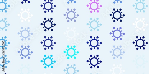 Light Pink, Blue vector backdrop with virus symbols.