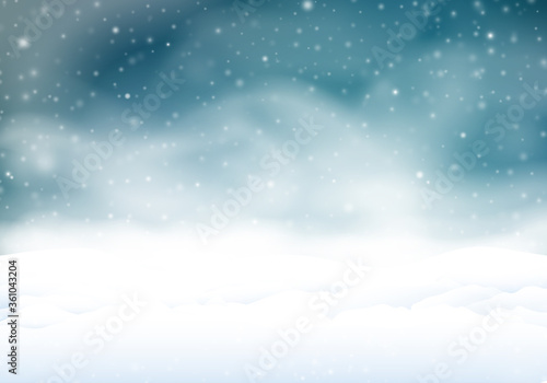Wallpaper Mural Winter background with snow banks, snowfall. Christmas vector design. Torontodigital.ca