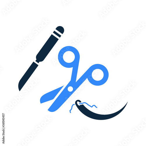 Surgery scissor icon, operation equipment