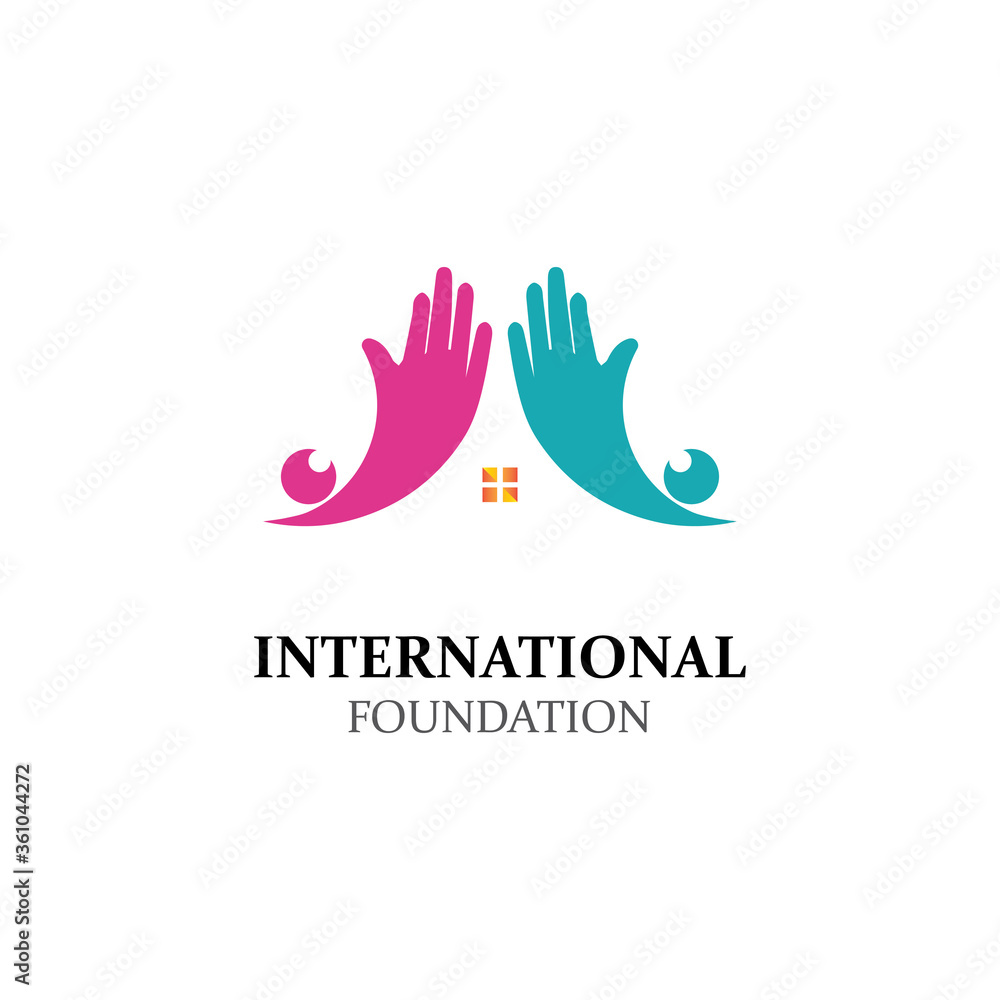 Fototapeta premium Adoption and community care Logo template
