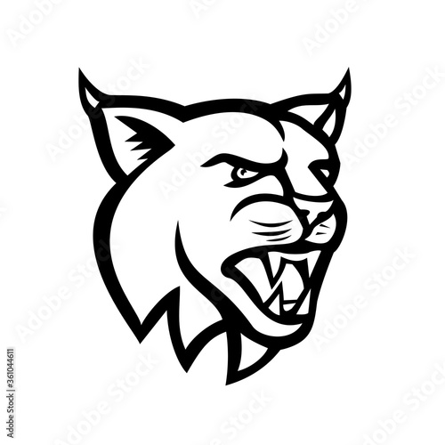 Wallpaper Mural Bobcat or Eurasian Lynx Cat Head Side View Mascot Black and White Torontodigital.ca