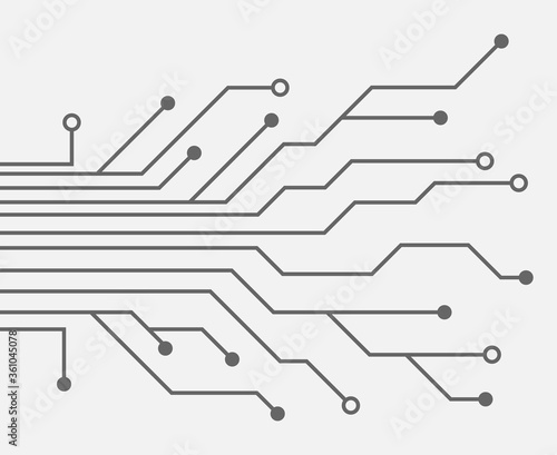 Circuit board pattern dots and lines for technology. Vector illustration.