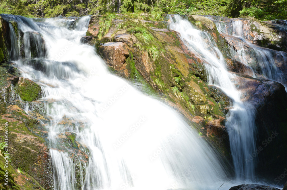 Obraz premium Beautiful waterfalls in Krkonose national park in Czech republic