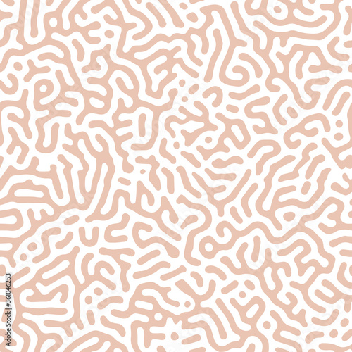 Abstract reaction diffusion seamless pattern on white background. Organic line art endless wallpaper. Turing generative design. For banners, posters, cover design template