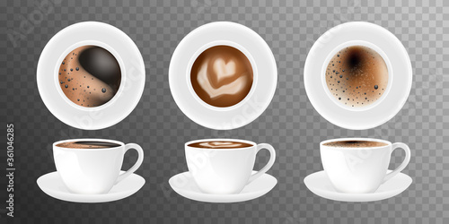 3d realistic vector isolated white cups
