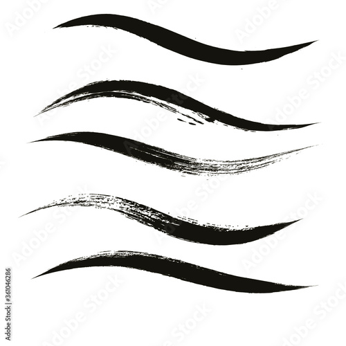 Makeup strokes, Set of mascara smudge, makeup eye pencil swatches, Beauty and cosmetic black brush smudges vector background. smear make up lines collection, liquid make up texture isolated on white.