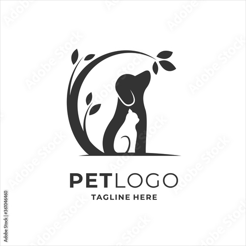 Dog and cat animal pet logo template