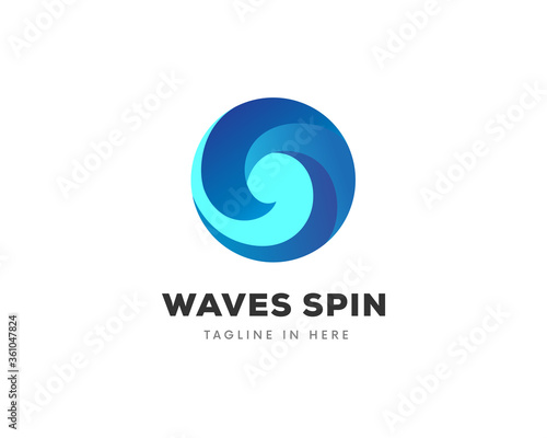 circle abstract Spine wave logo symbol design illustration