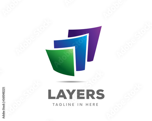 simple Layers paper document view monitoring logo design illustration