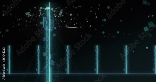Blue digital mast broadcasts data
