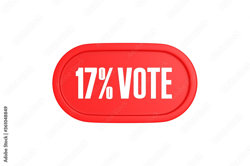 17 Percent Vote 3d sign in red color isolated on white background, 3d illustration. 17 Percent Vote 3d sign in red color isolated on white background, 3d illustration.