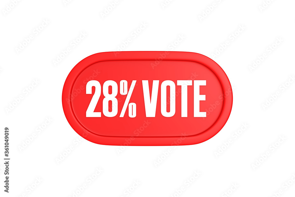 28 Percent Vote 3d sign in red color isolated on white background, 3d illustration. 28 Percent Vote 3d sign in red color isolated on white background, 3d illustration.