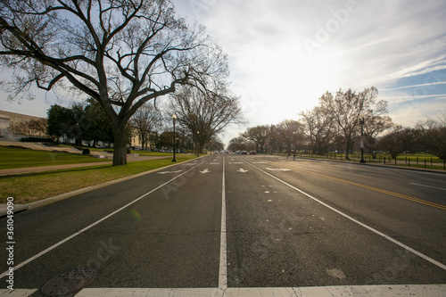 Spring, 2016 - Washington DC, USA - Empty Highway in downtown Washington DC