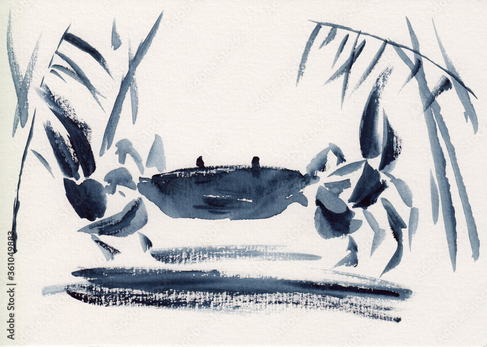 crab underwater drawing