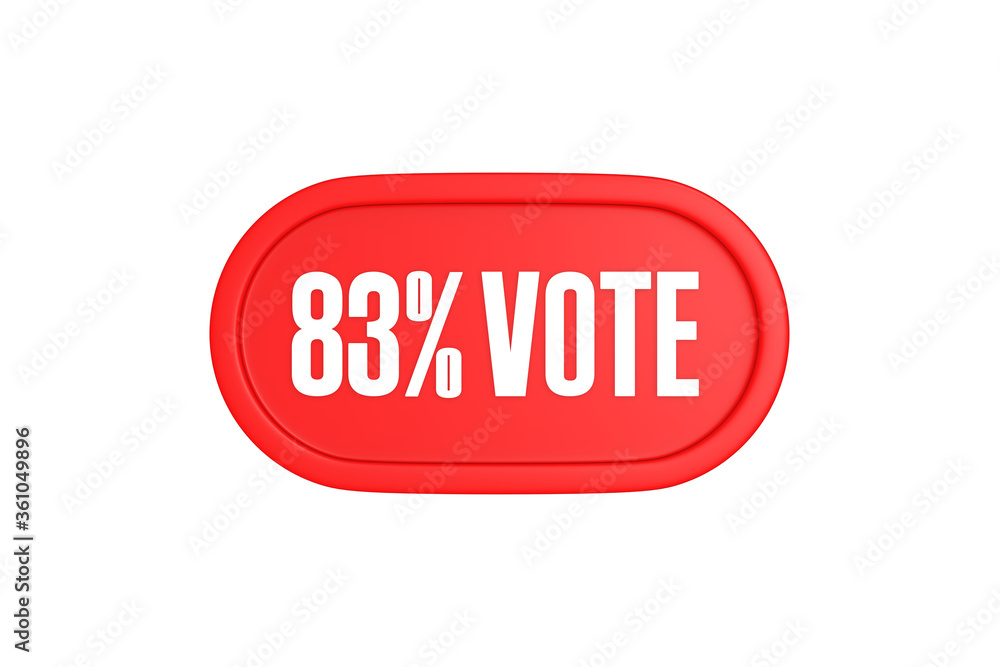 83 Percent Vote 3d sign in red color isolated on white background, 3d illustration. 83 Percent Vote 3d sign in red color isolated on white background, 3d illustration.