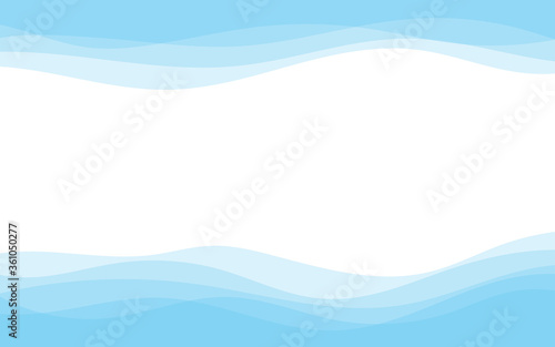 Abstract light blue wavy modern curve lines on top and bottom with clean background vector illustration