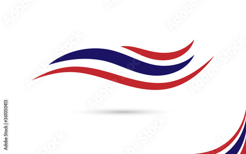 Thailand flag wave curve abstract design art isolated on white background vector illustration