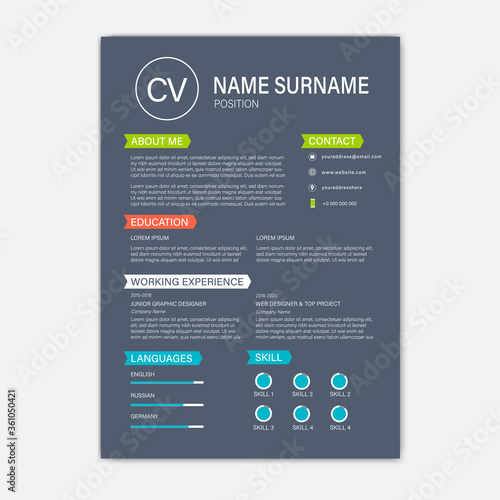 Beautiful CV / Resume template - vector minimalist - color resume cv template