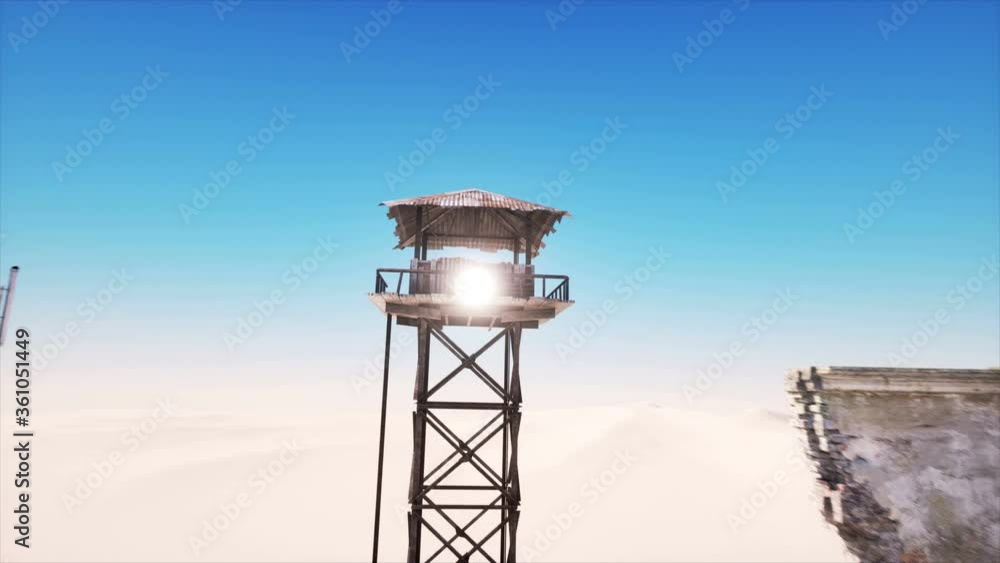 terrorist military base, headquarters. Desert landscape. Terrorism concept.