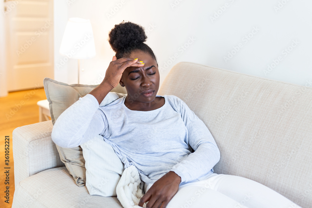 Health And Pain. Stressed Exhausted Young black Woman Having Strong Tension Headache. Closeup Portrait Of Beautiful Sick Girl Suffering From Head Migraine, Feeling Pressure And Stress. Health And Pain. Stressed Exhausted Young black Woman Having Strong Tension Headache. Closeup Portrait Of Beautiful Sick Girl Suffering From Head Migraine, Feeling Pressure And Stress.