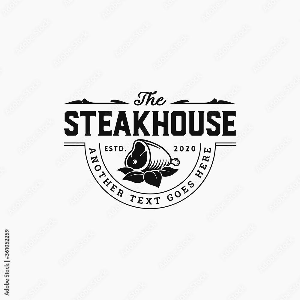 Rustic Badge Steak House Logo Design