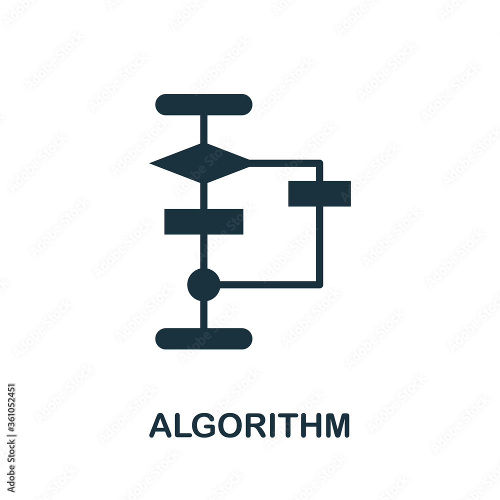 Algorithm icon. Creative simple design from artificial intelligence icons collection. Filled algorithm icon for infographics and banner Algorithm icon. Creative simple design from artificial intelligence icons collection. Filled algorithm icon for infographics and banner