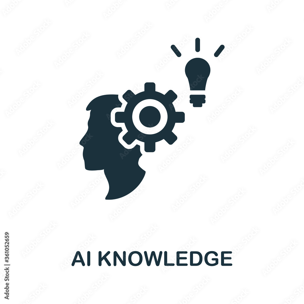 Ai Knowledge icon. Creative simple design from artificial intelligence icons collection. Filled ai knowledge icon for infographics and banner Ai Knowledge icon. Creative simple design from artificial intelligence icons collection. Filled ai knowledge icon for infographics and banner