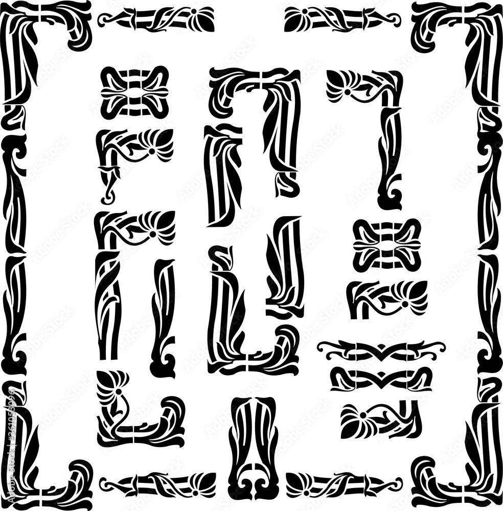 Fototapeta premium set of various ornaments, patterns on a white background 