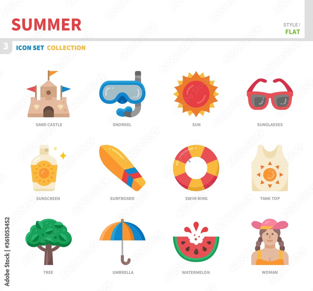 summer season icon set,flat style,vector and illustration summer season icon set,flat style,vector and illustration