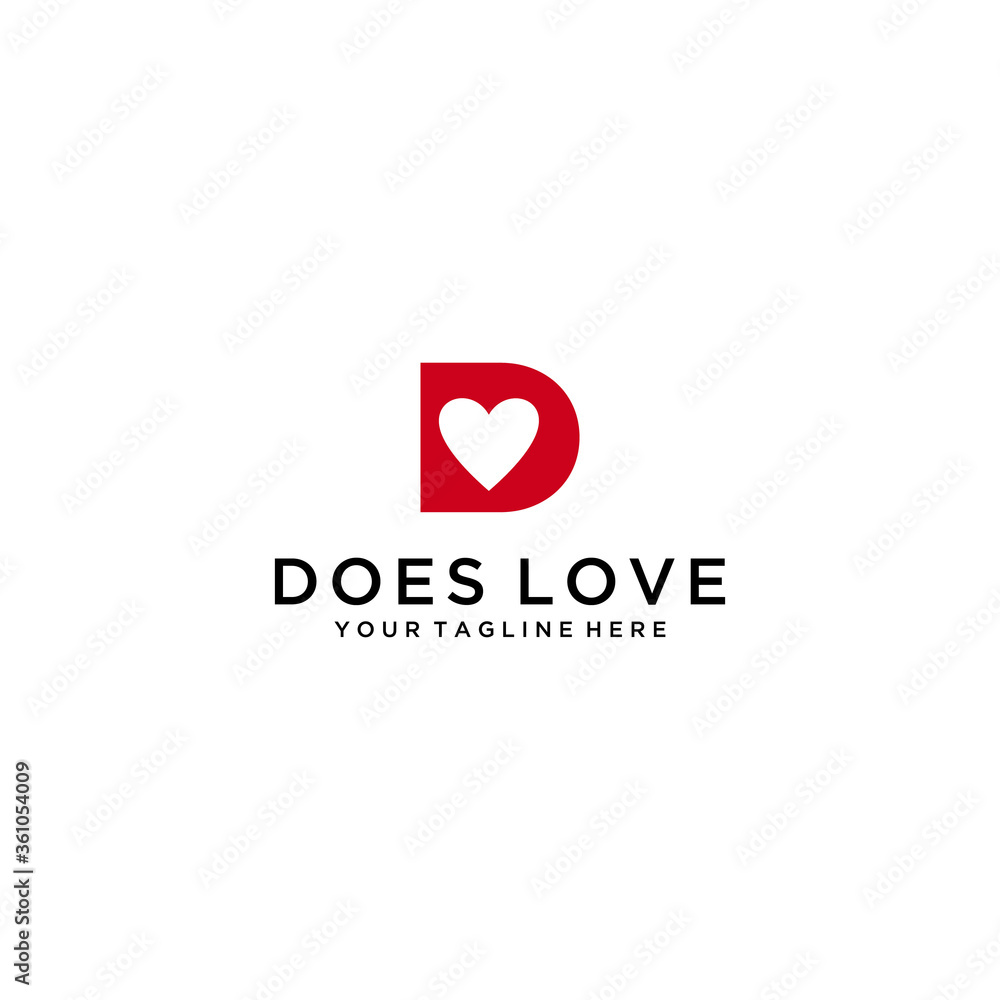 Creative Illustration modern love D sign geometric logo design template