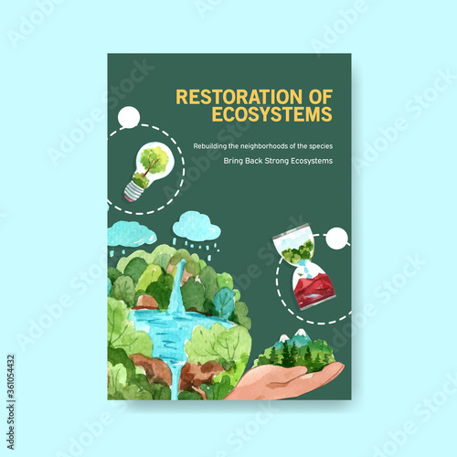 Information about World Environment Day.Save Earth Planet World Concept with ecology friendly watercolor vector