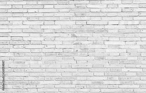 Texture of old white brick wall large background.