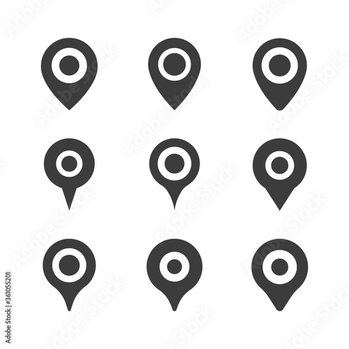 Location pin, Map pin vector icon, Black mapping pin icon, Black pins, Drop pin, GPS. Illustration.