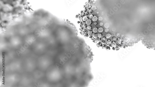Virus, bacteria under microscope on a white background, 3D Render.