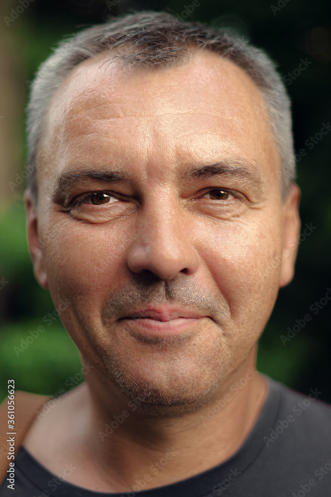 Caucasian mature man close up portrait. Real people authentic lifestyle portrait. Caucasian mature man close up portrait. Real people authentic lifestyle portrait.