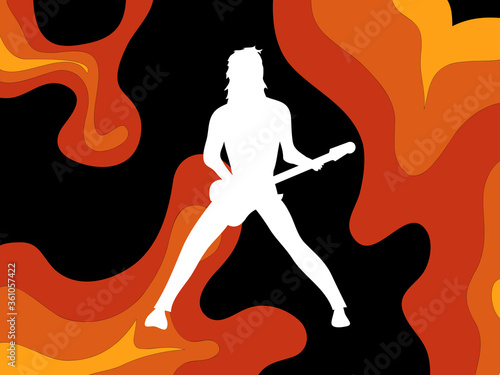 Rockstar white silhouette over psychedelic background