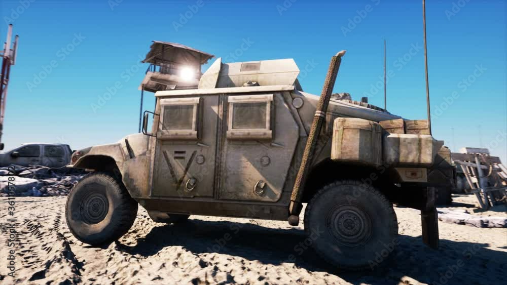 terrorist military base, headquarters. Desert landscape. Terrorism concept. terrorist military base, headquarters. Desert landscape. Terrorism concept.
